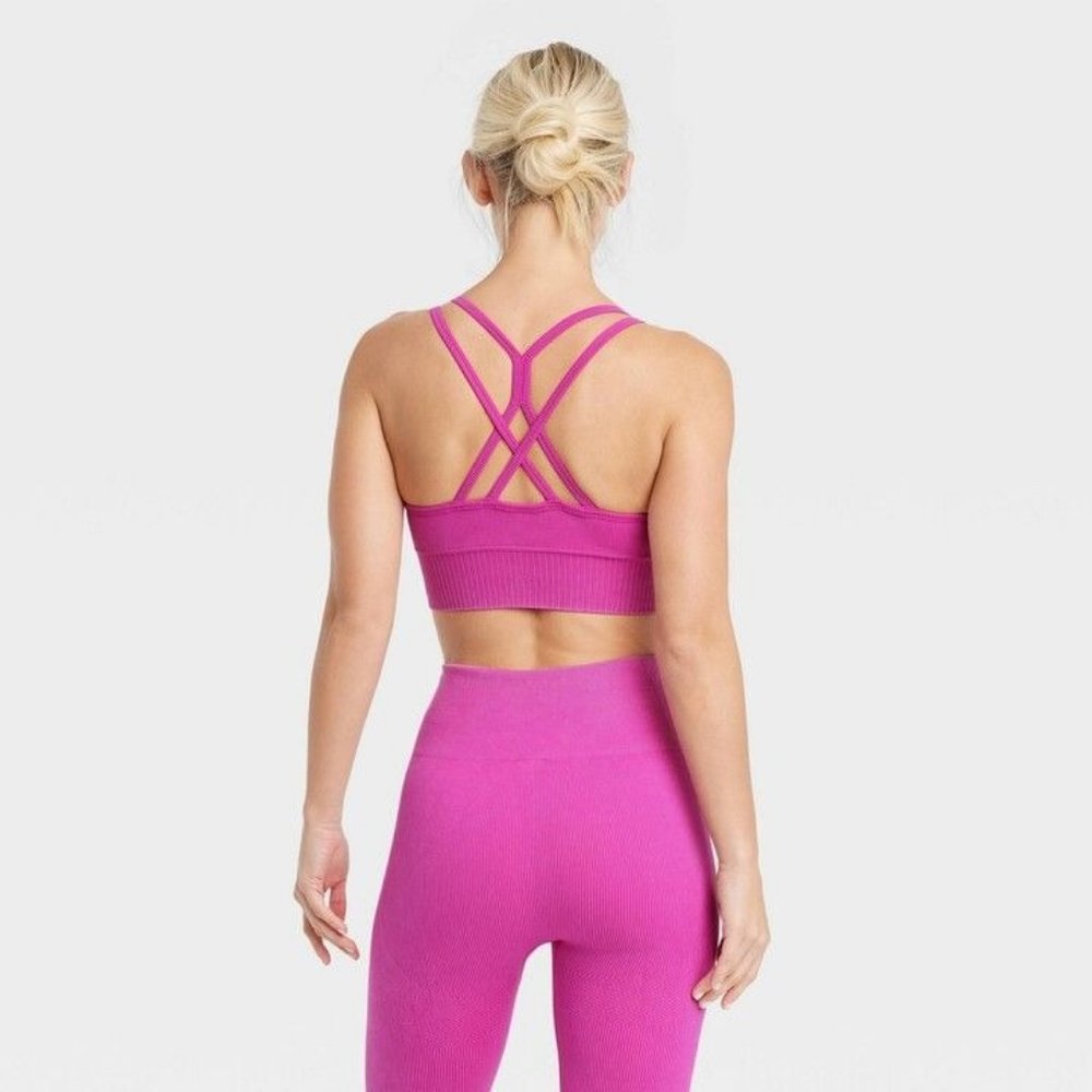 JoyLab Women's Ribbed Seamless Bra Pink Size XS - Picture 2 of 5